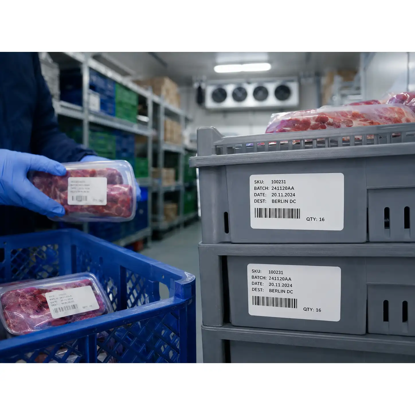 HY Paper 56 x 25 mm freezer thermal label in cold storage