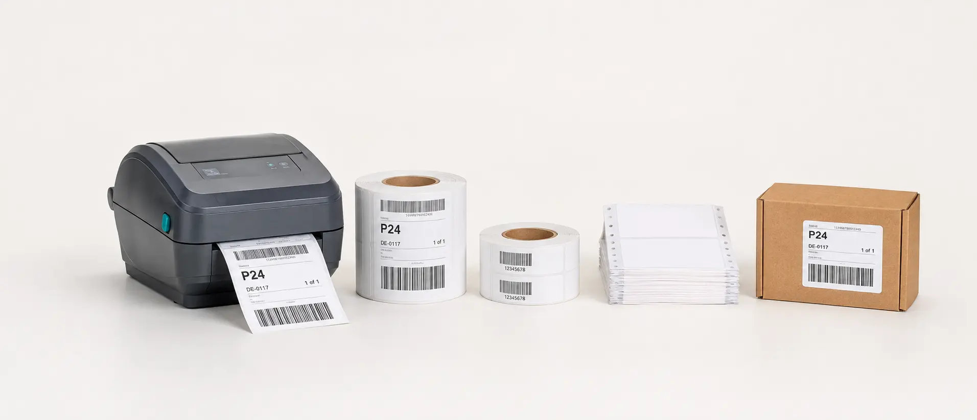 Direct thermal and thermal transfer label rolls for shipping, retail and barcode logistics
