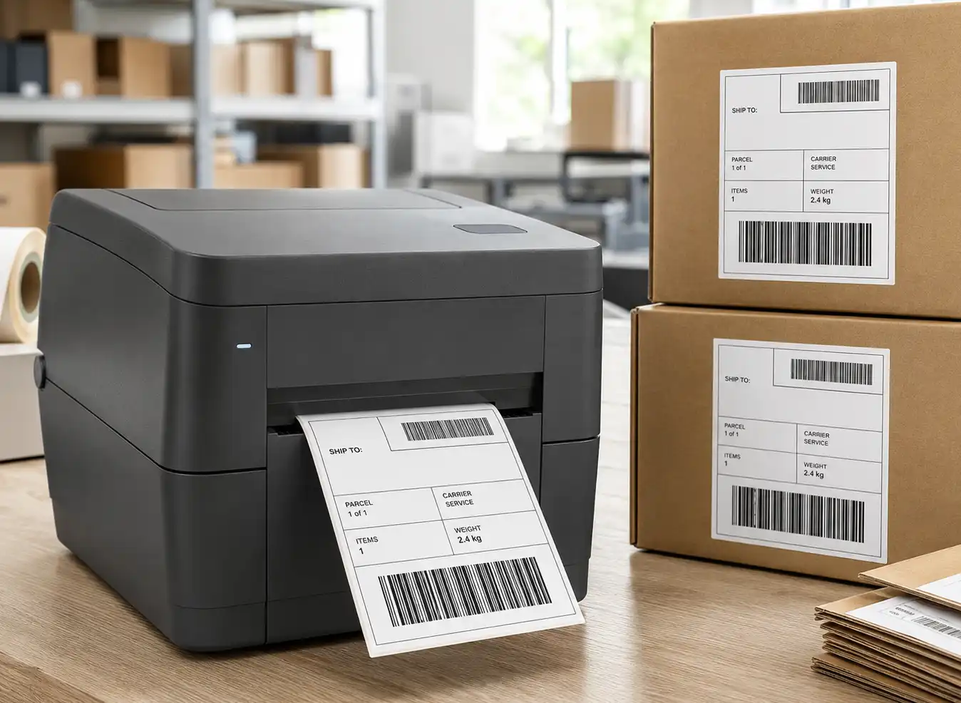 hy-paper-shipping-logistics-labels HY Paper direct thermal shipping and logistics labels on parcel boxes